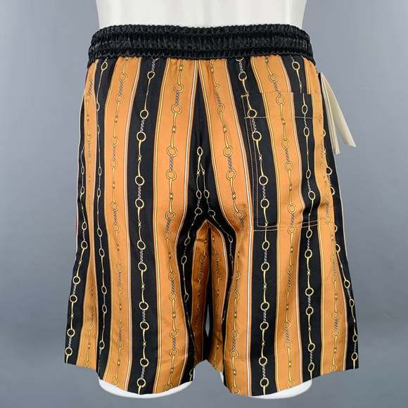 GUCCI Gold Black Stripe Acetate Joggers Shorts - Picture 3 of 9